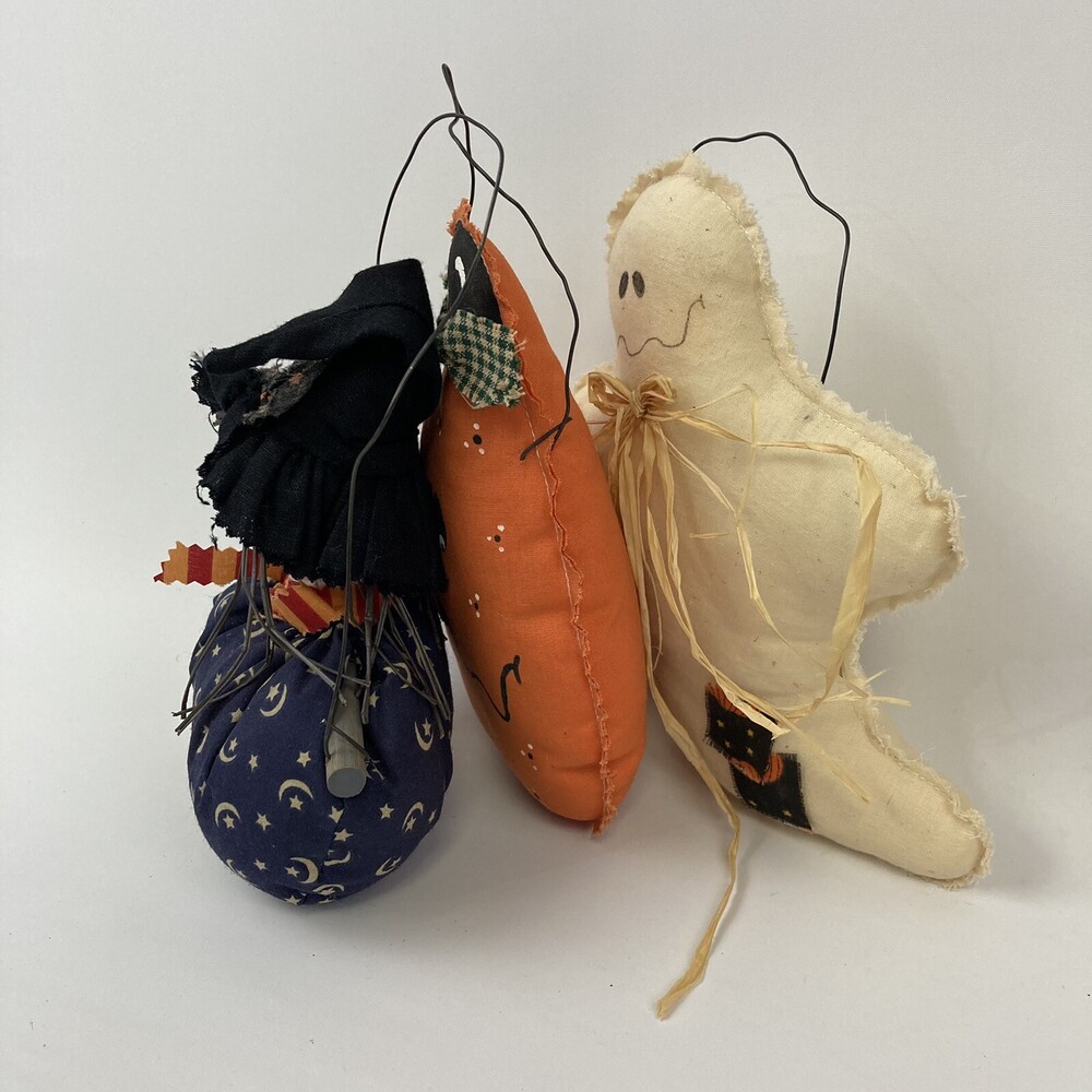 VTG Retro Primitive Farmhouse Plush Stuffed Halloween Ornaments Witch - Picture 6 of 6